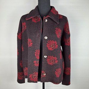 Moe Wool Button Down Sunflower Design Jacket Size M